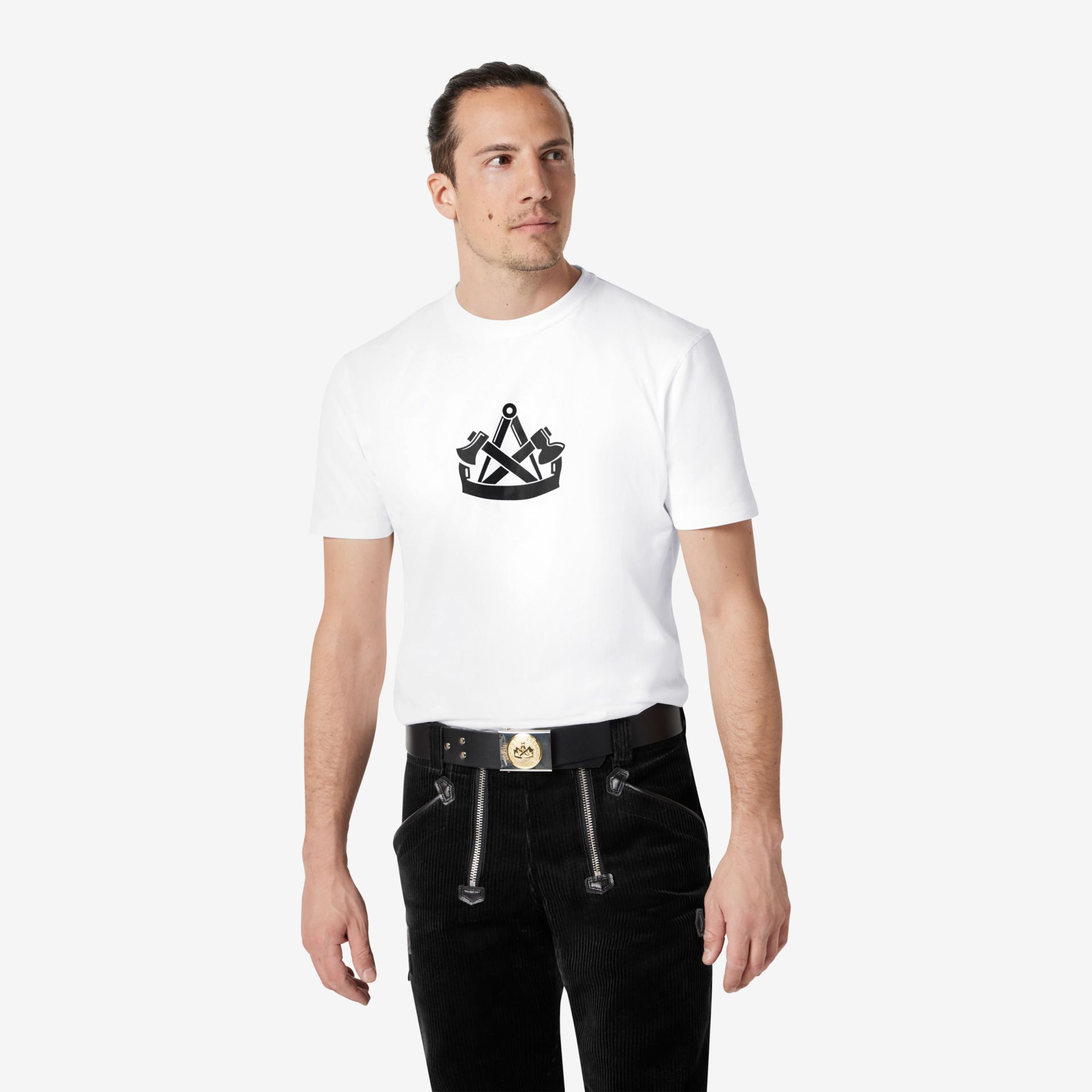 FHB Zimmermann T-Shirt KLAAS mit Zunftzeichen weiß - Gr. 3XL