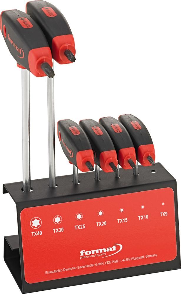 T-Griff-Schraubendreher- Satz mit Seitenabtrieb 6-teilig T10-40 im Ständer FORMAT