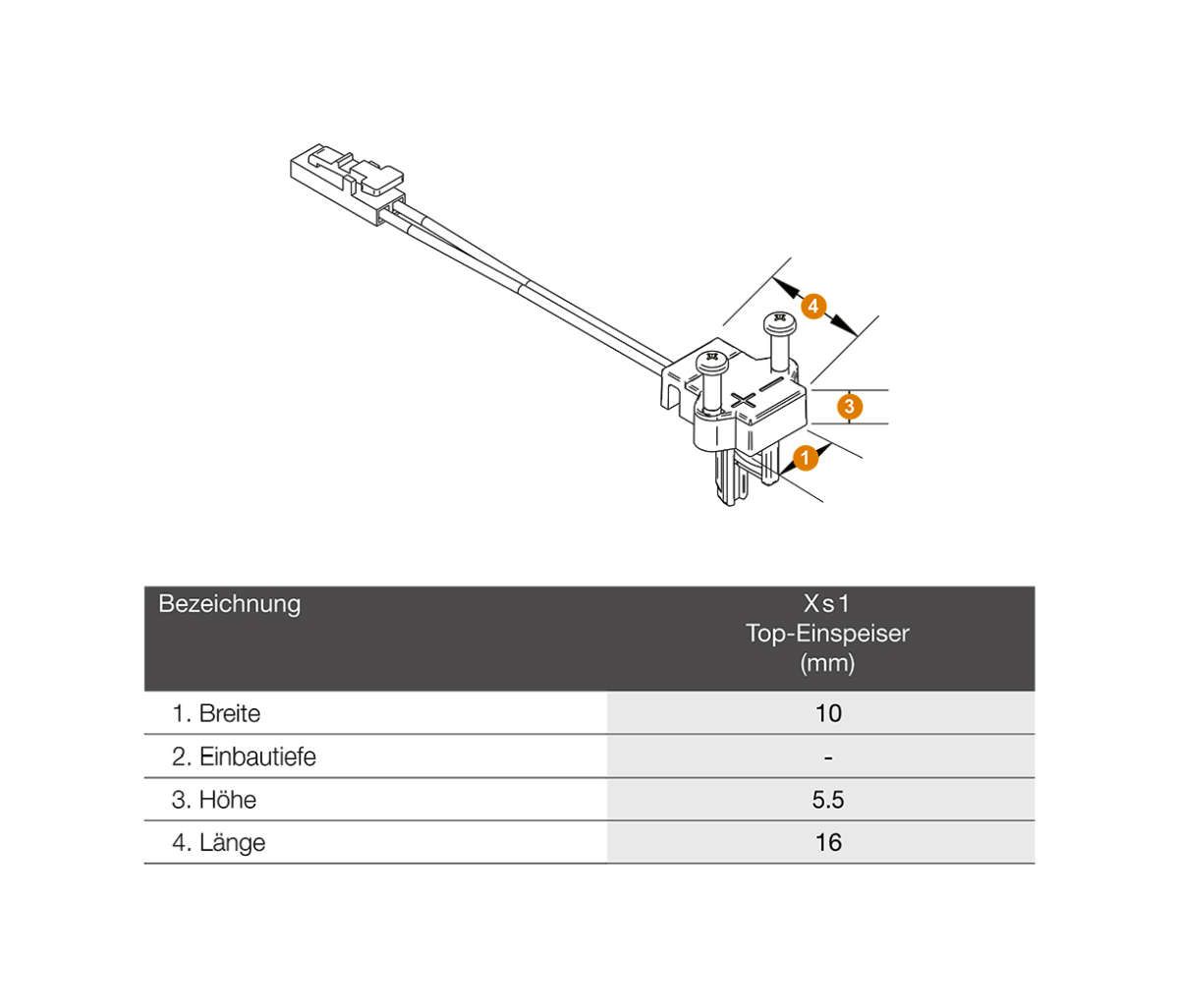 ledlinX Power Track, Top-Einspeiser schwarz links