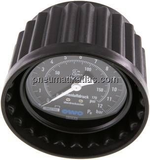 Manometer f. HRF 80mm, 0 - 12 bar, 15,9 mm Stutzen