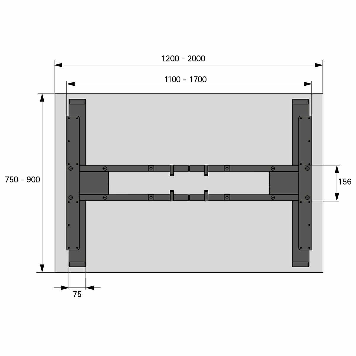 Steelforce Pro 470 SLS Tischgestell T-Fuss Schwarz