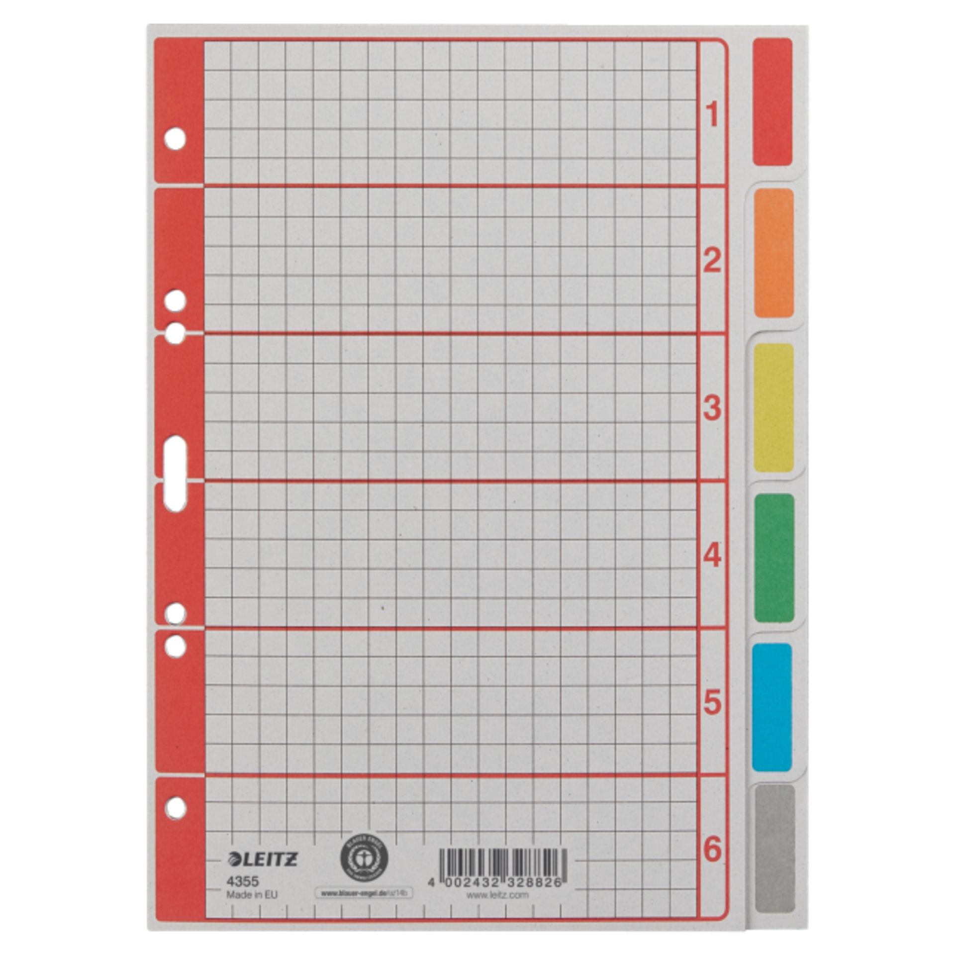 Kartonregister DIN A5 6Blatt blanko grau