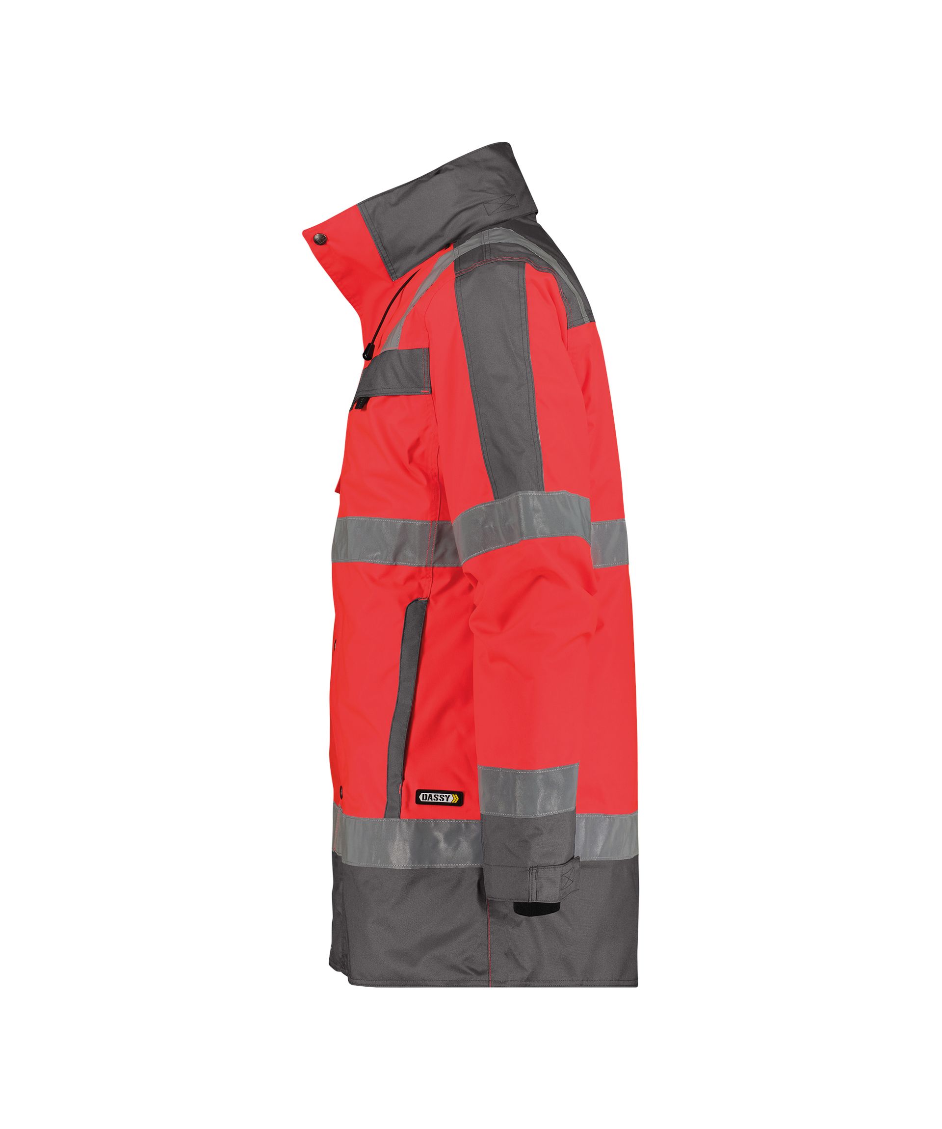 DASSY® Limasol - Warnschutz Winterparka - neonrot/zementgrau, Gr. S