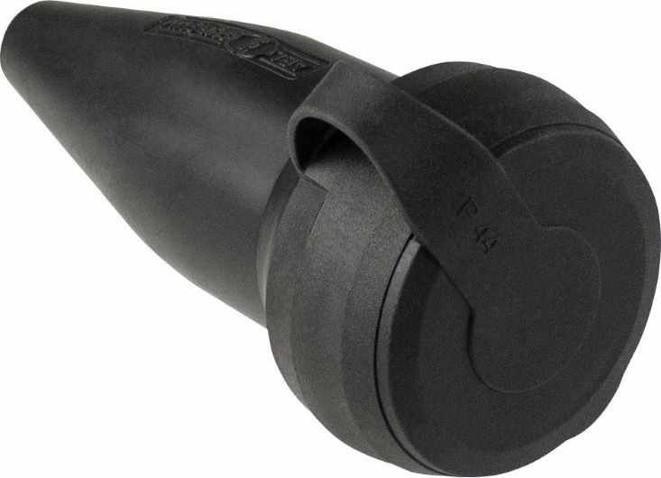 Vollgummi-Kupplung, schwarz schwere Ausführung m.Schutzkappe,max.Querschnitt 1,5mm² 230V/16A,IP44
