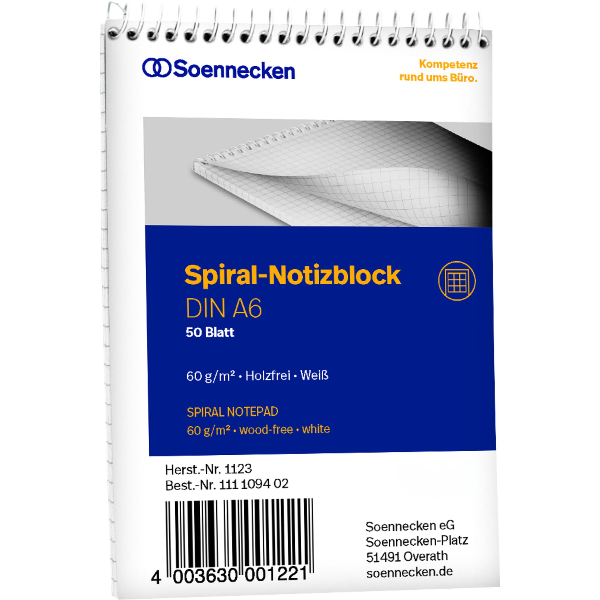 Notizblock DIN A6 60g kariert 50Blatt weiß