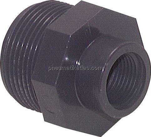 Reduziernippel G 1/2"(AG)-Rp 3/8"(IG), PVC-U