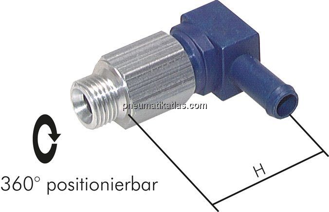 Winkel-Steckanschluss, lang M 5-3mm innen, Aluminium