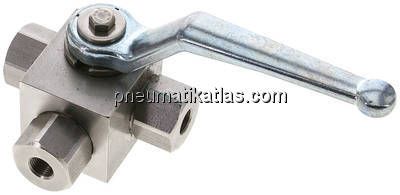 ES-Hochdruck-3-Wege Kugelhahn, L-Bohrung, G 1/8", 0 bis 400bar