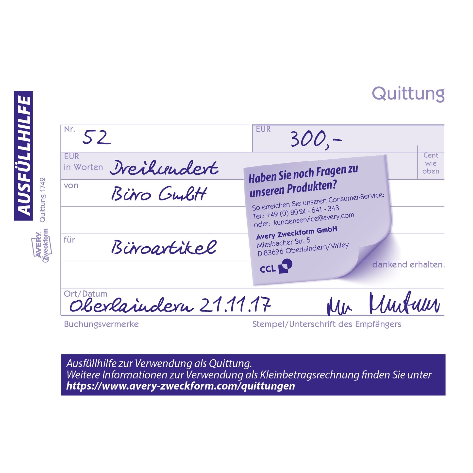 Quittung Kleinunternehmer DIN A6 SD 2x40 Bl