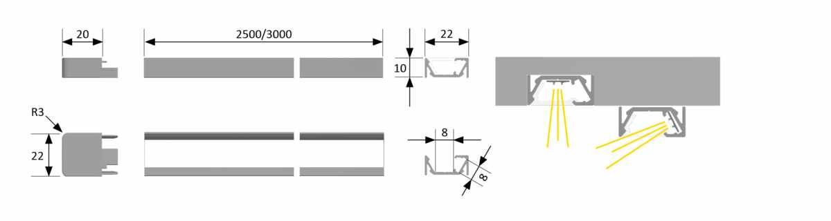 ChannelLine G Alu/Opal, L=3000
