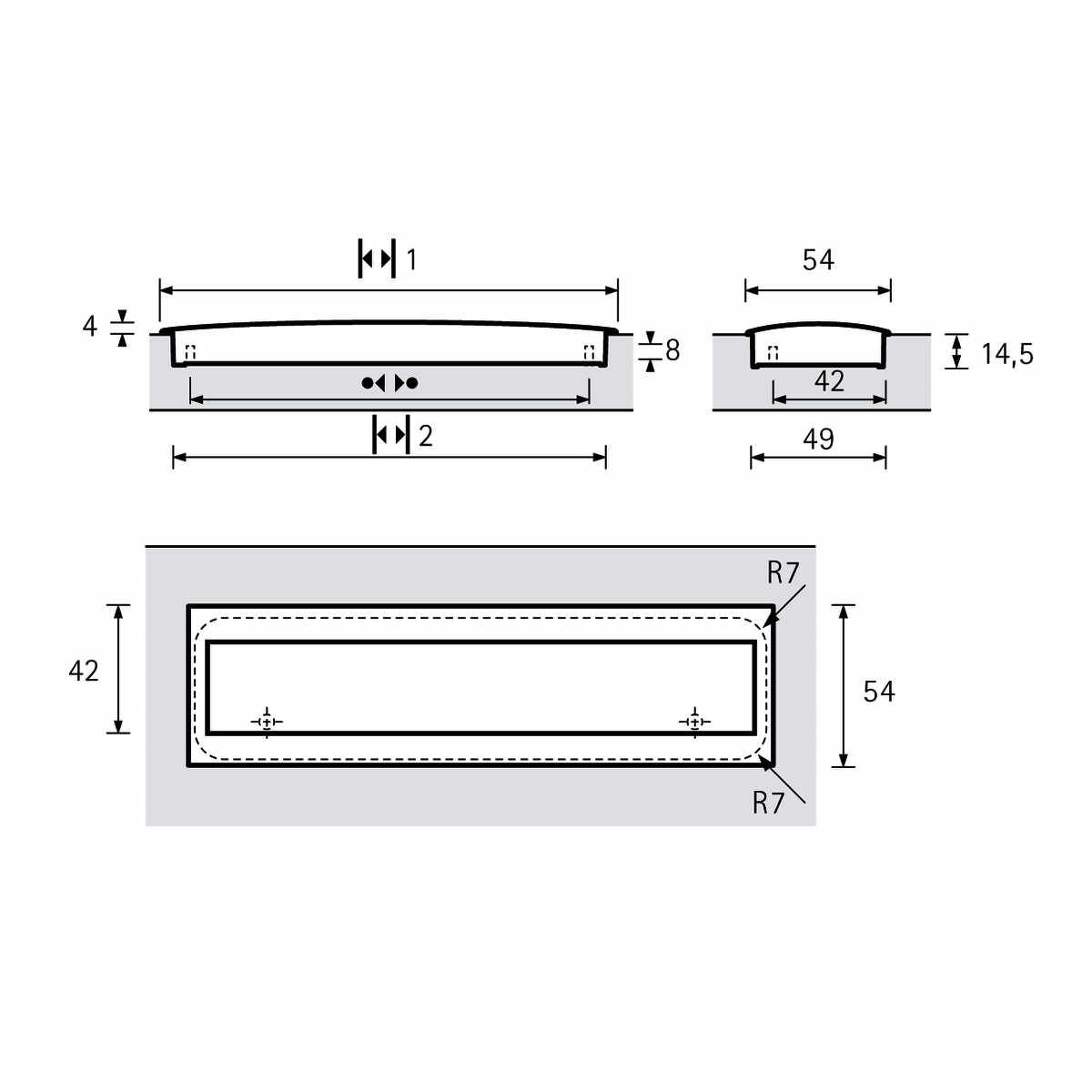 Einsetzgriff Misnia, Bohrabstand 96, L 116 mm, B 5