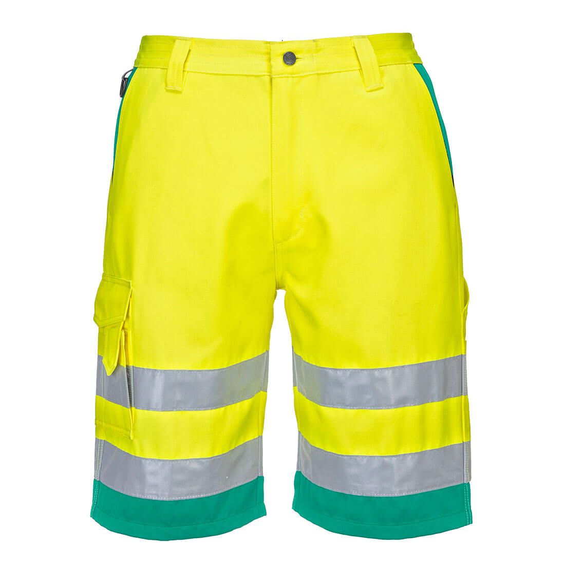 Portwest L043 Warnschutz-Shorts, Gelb/Türkis, Gr. S