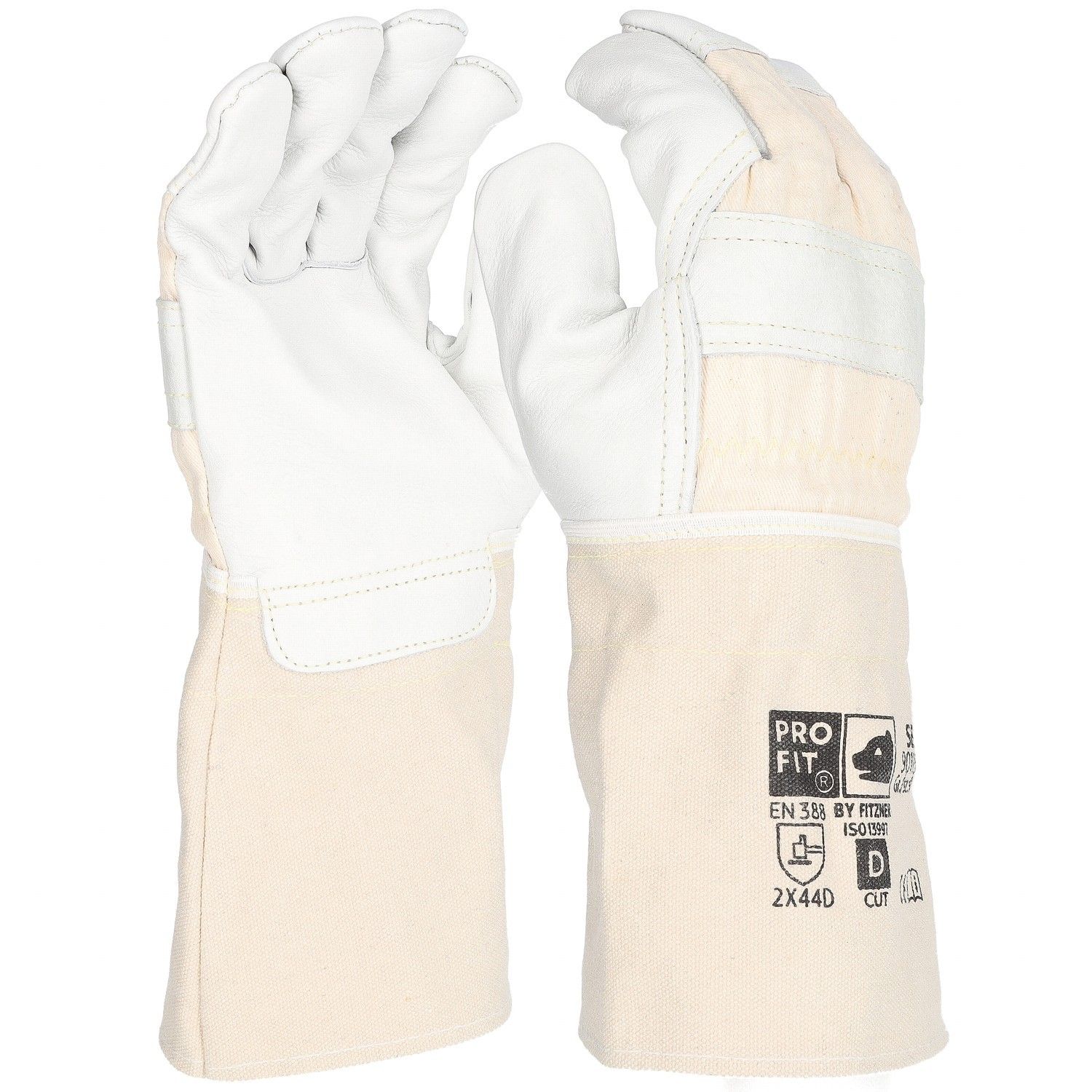 Rindvollleder Schnittschutzhandschuh,"See", Level D, 15cm Stulpe 10