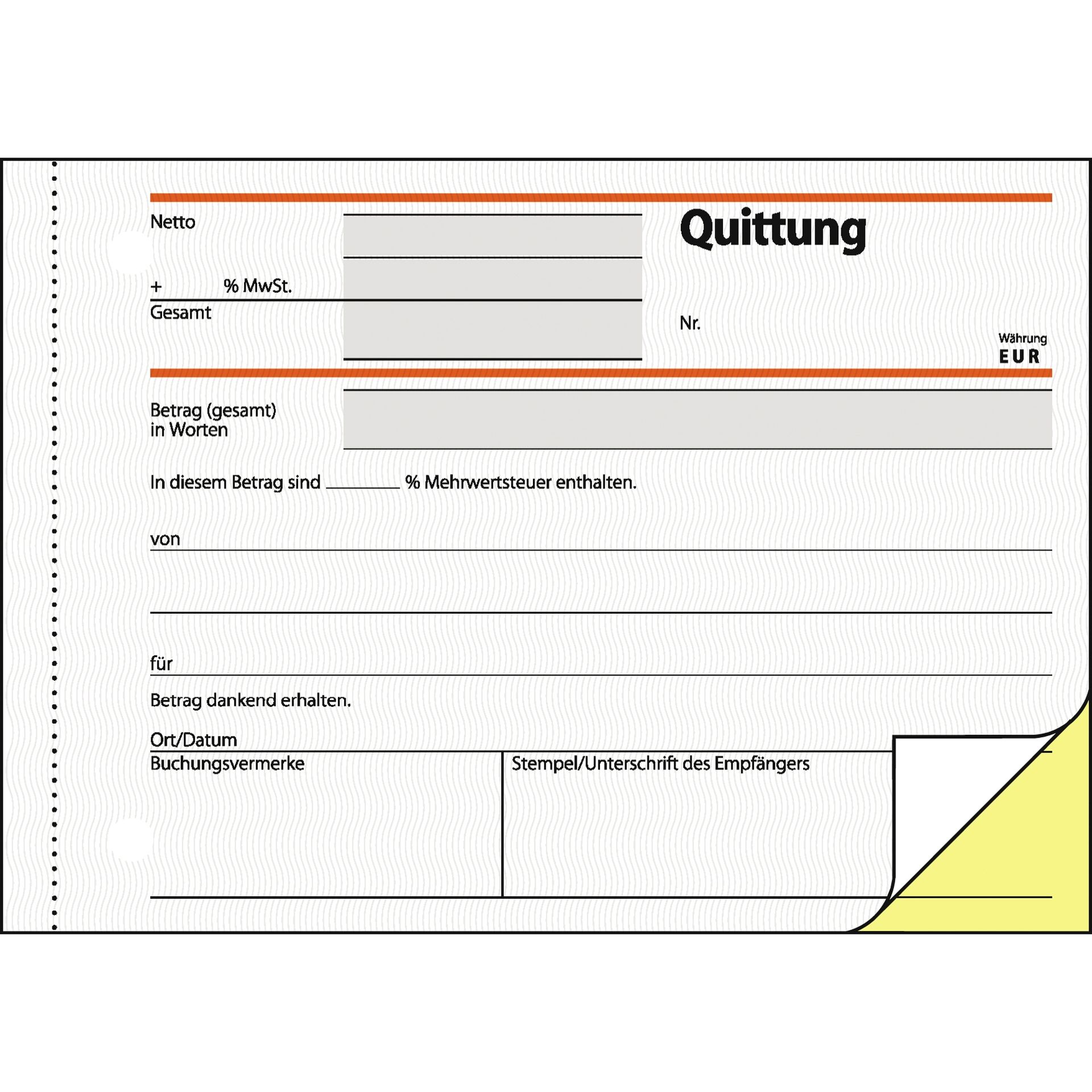 Quittungsblock A6 quer sd 2x40Bl