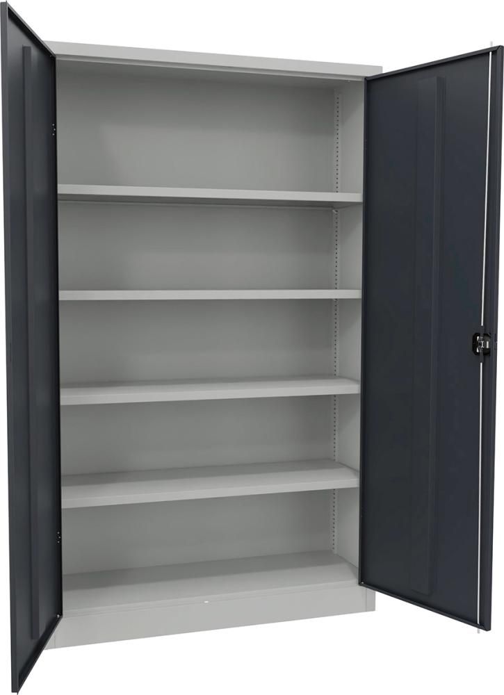 Flügeltürenschrank 4 Einlegeböden a 80kg RAL 7035/7016 B1200xT400xH1950mm