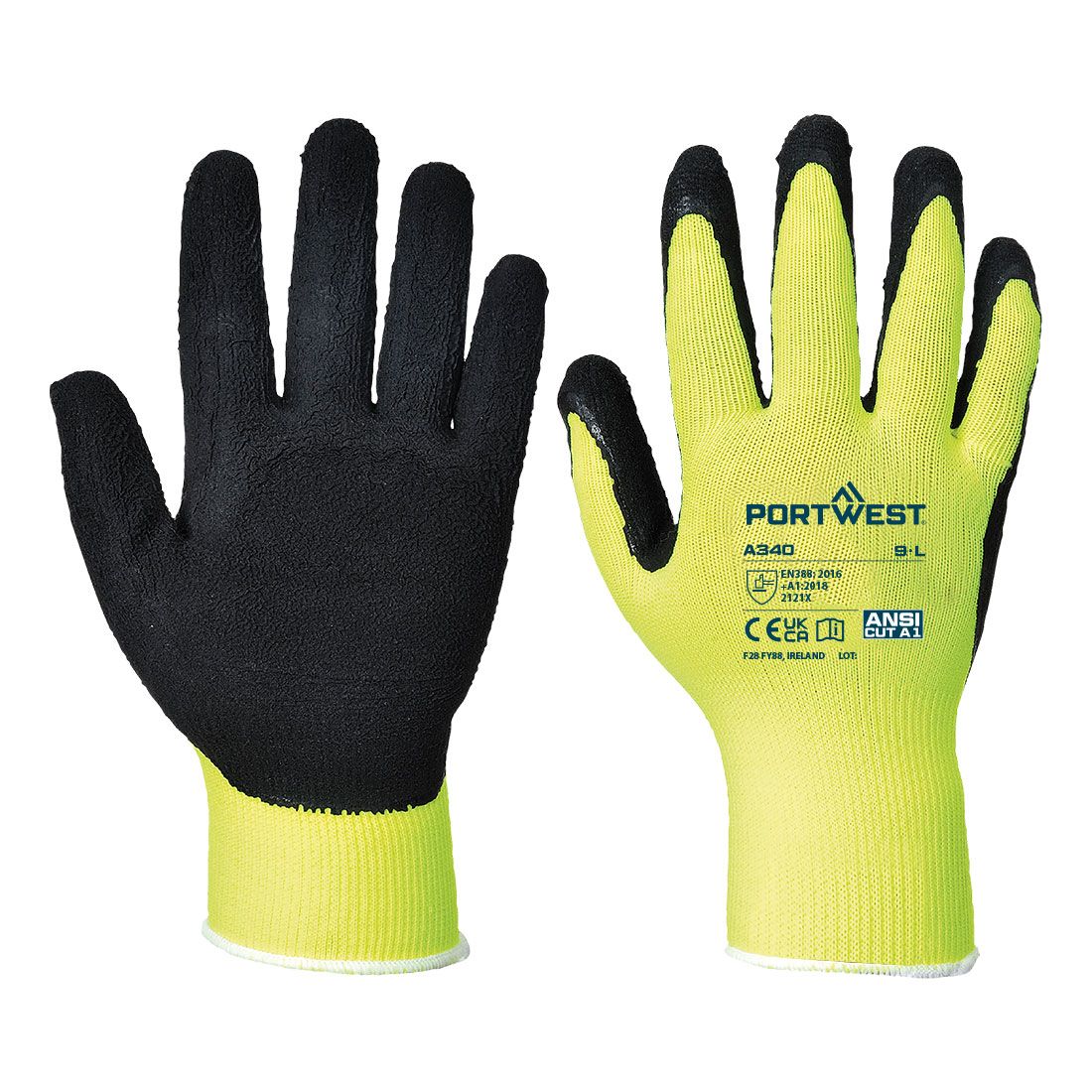 Portwest A340 Warnschutz-Handschuhe, Gelb, Gr. S