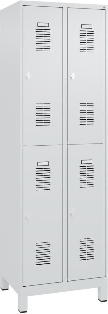 FORMAT Garderobenschrank B600xT500xH1950 mm RAL7035/7035, 2x2 Abteileu. Füße (Selbstmontage)