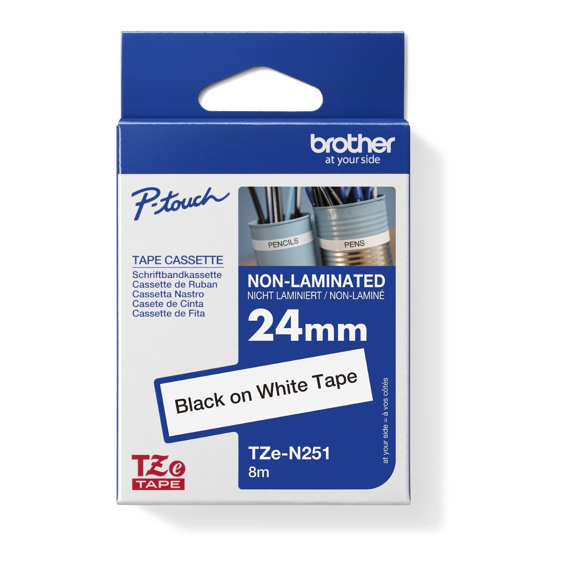 Schriftband 24mmx8m schwarz auf weiß