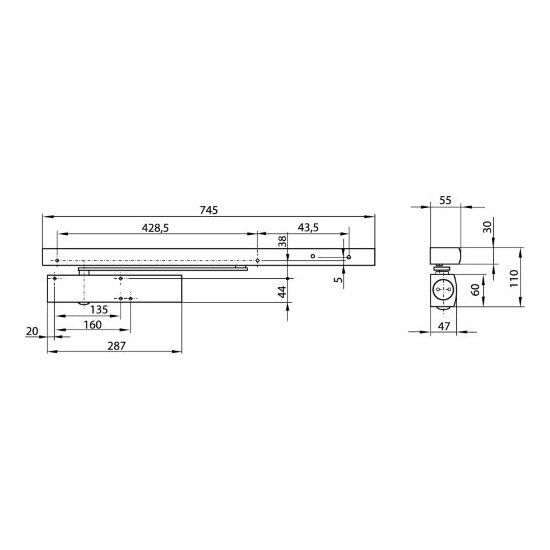 GEZE R-Gleitschiene zu TS 5000 / TS 3000
