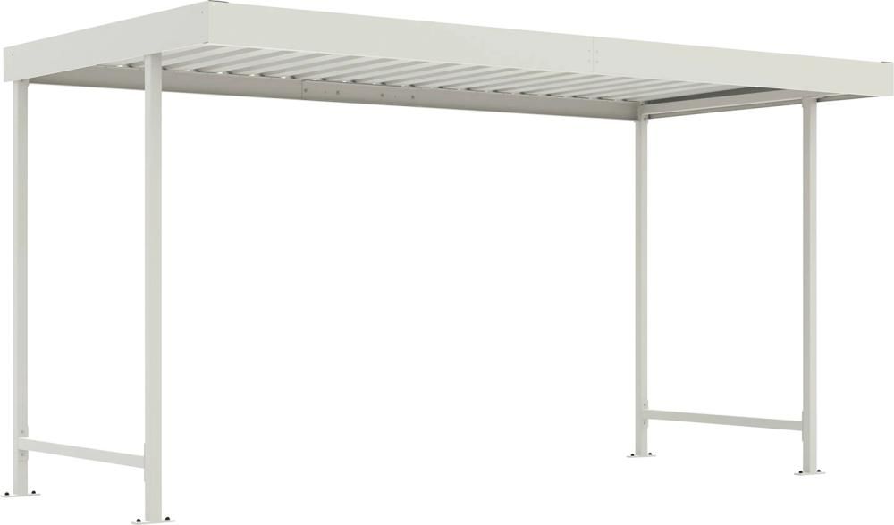 Überdachung Mod. Leipzig B4300xT2200xH2350 mm RAL 9002 grauweiß Grundfeld einseitig