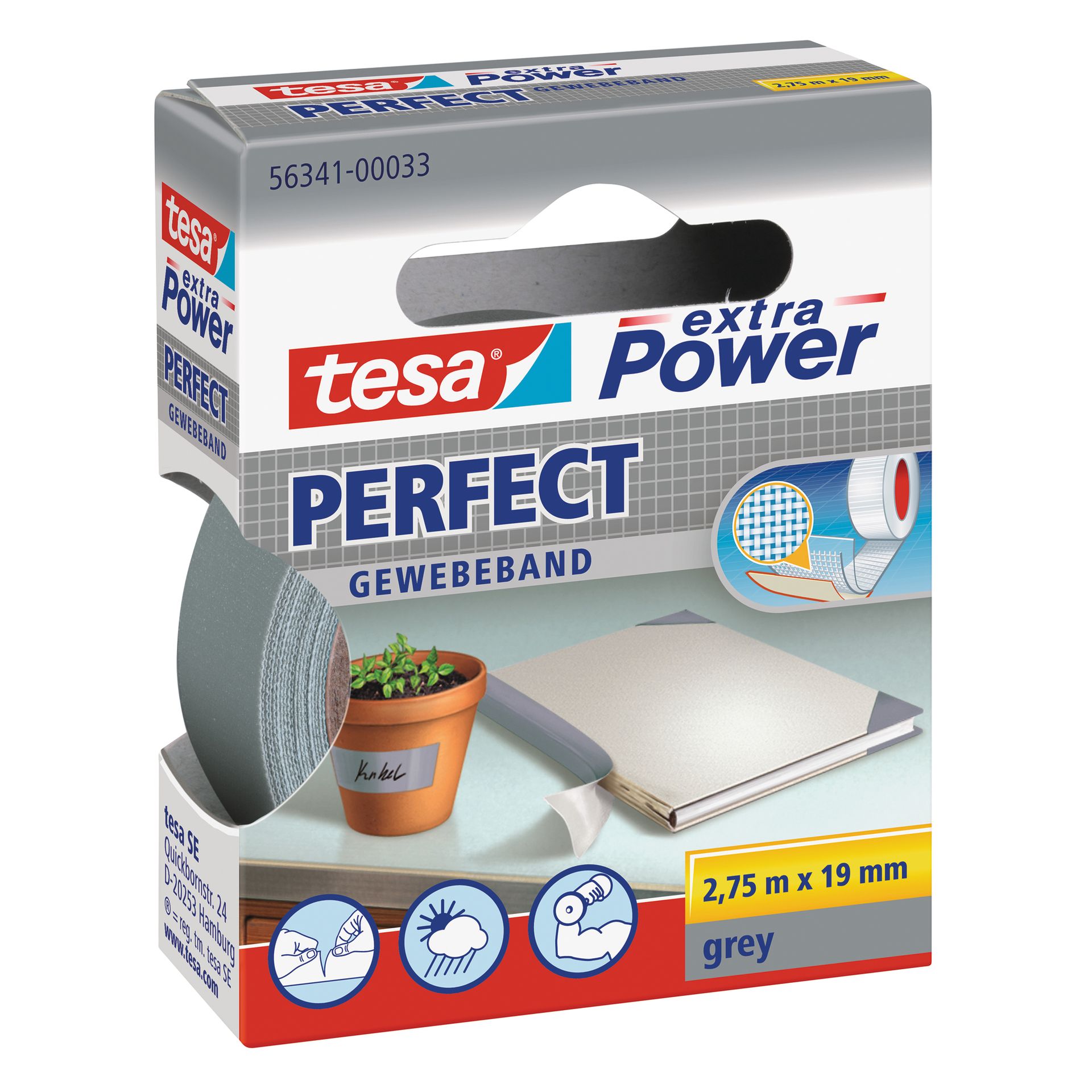 Gewebeband Extra Power Perfect 19mmx2,75m grau