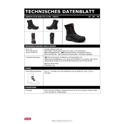 ELTEN JOSCHI Sicherheitsstiefel High S3 ESD, Schwarz, Gr. 38