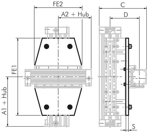 Kreuzträger 25 mm / 25 mm für kolbenstangenlose Zylinder