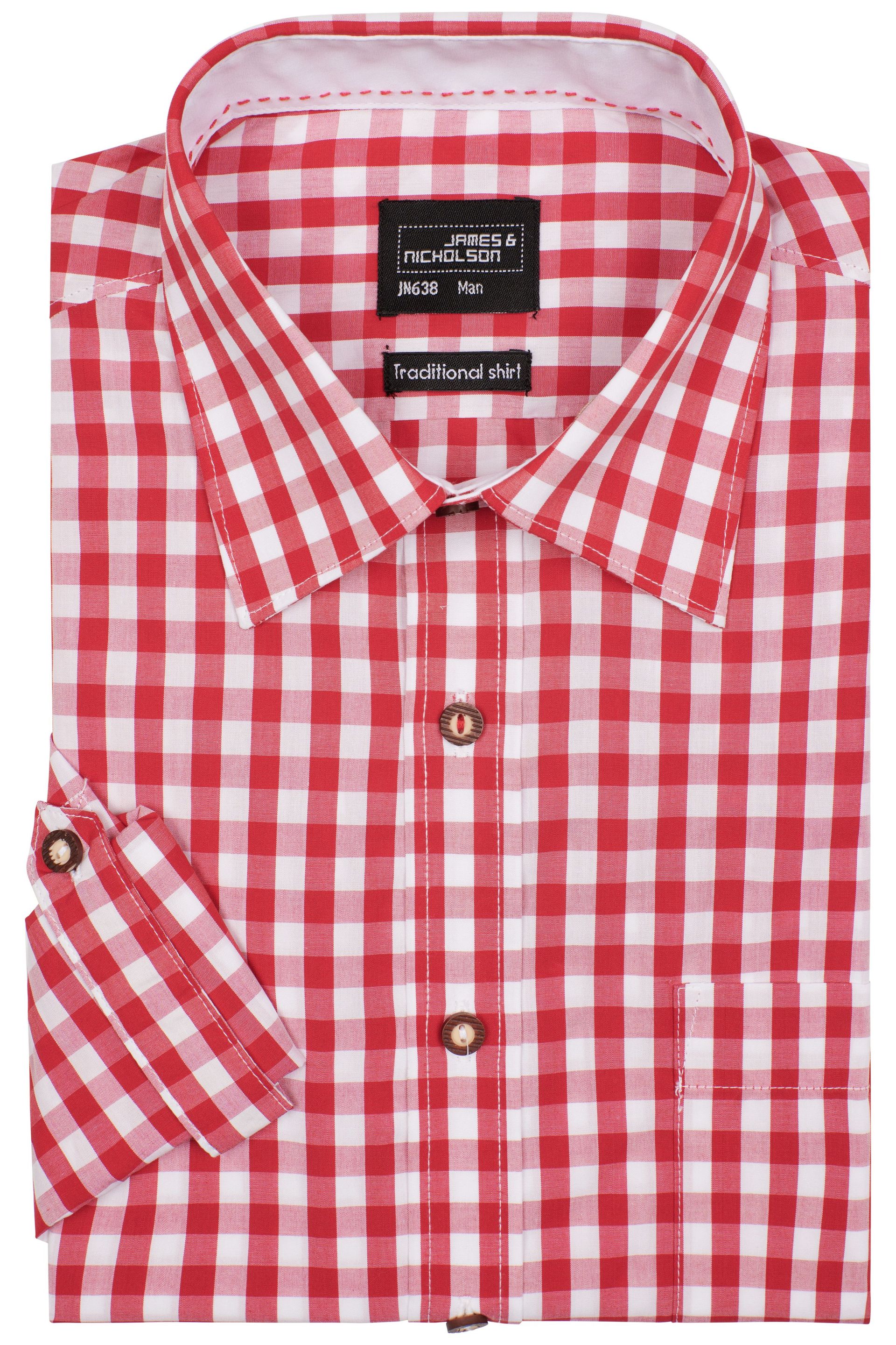 James & Nicholson JN638 Herren-Hemd, Rot/Weiß, Gr. L