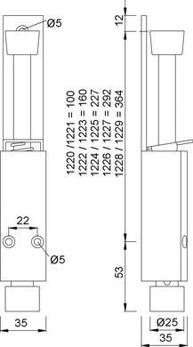 KWS 1224 Türfeststeller 90mm Hub,Stopfen schw.