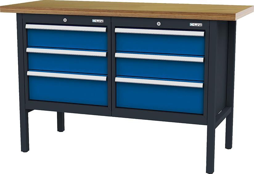 Kastenwerkbank 6 Schubladen B1500xT600xH960 mm RAL7016/5010