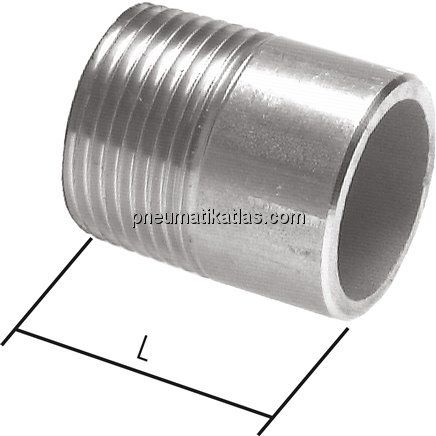 Anschweißnippel R 1/8"-30mm-10,2mm, 1.4571