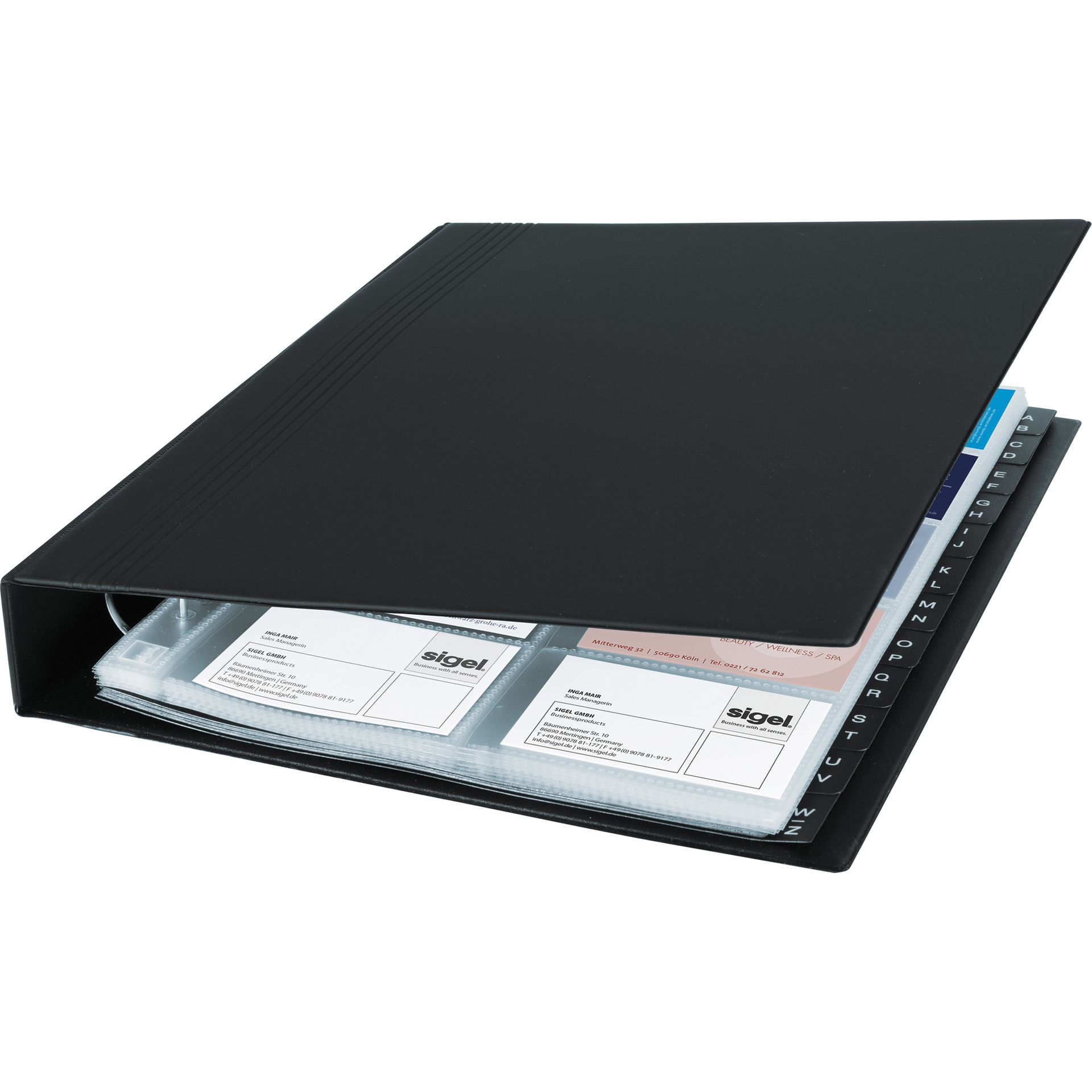 Visitenkartenringbuch max. 400Karten 20Hüllen schwarz