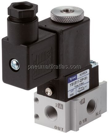3/2-Wege Magnetventil, G 1/8" (Abluft M5), Federrückstellung (NC), 24 V=