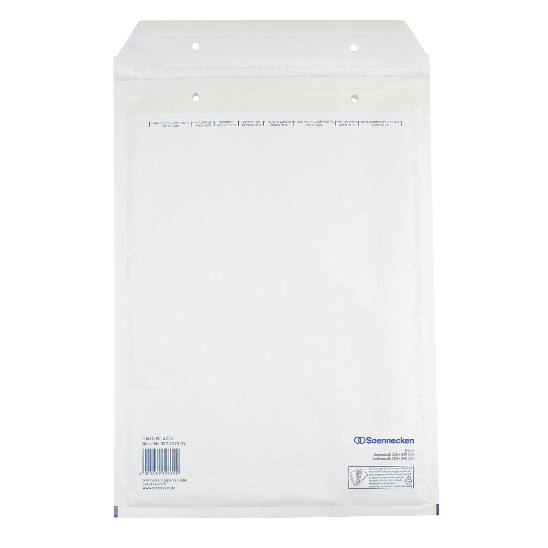 Luftpolstertasche G/4 230x335mm hk ws 100St