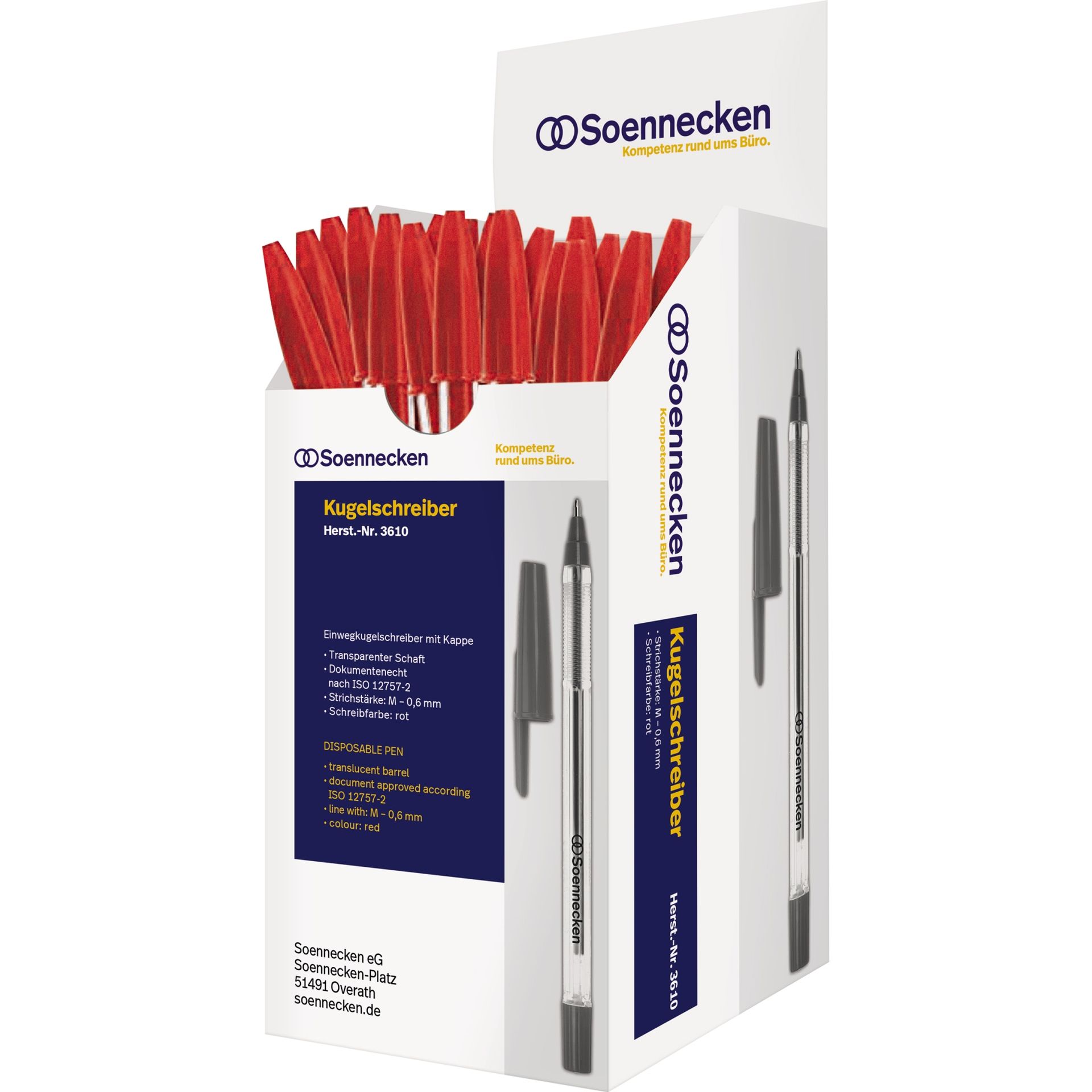 Einwegkugelschreiber Nr.1 Kappe rot 50 St./Pack.