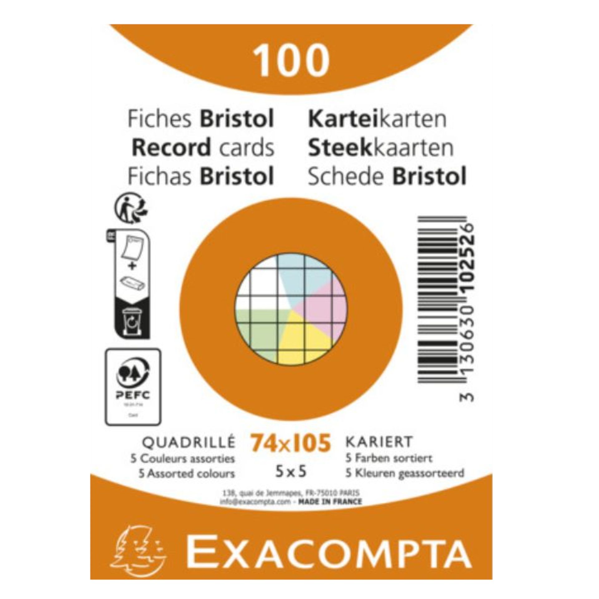 Karteikarte A7 kariert sort. 100St.