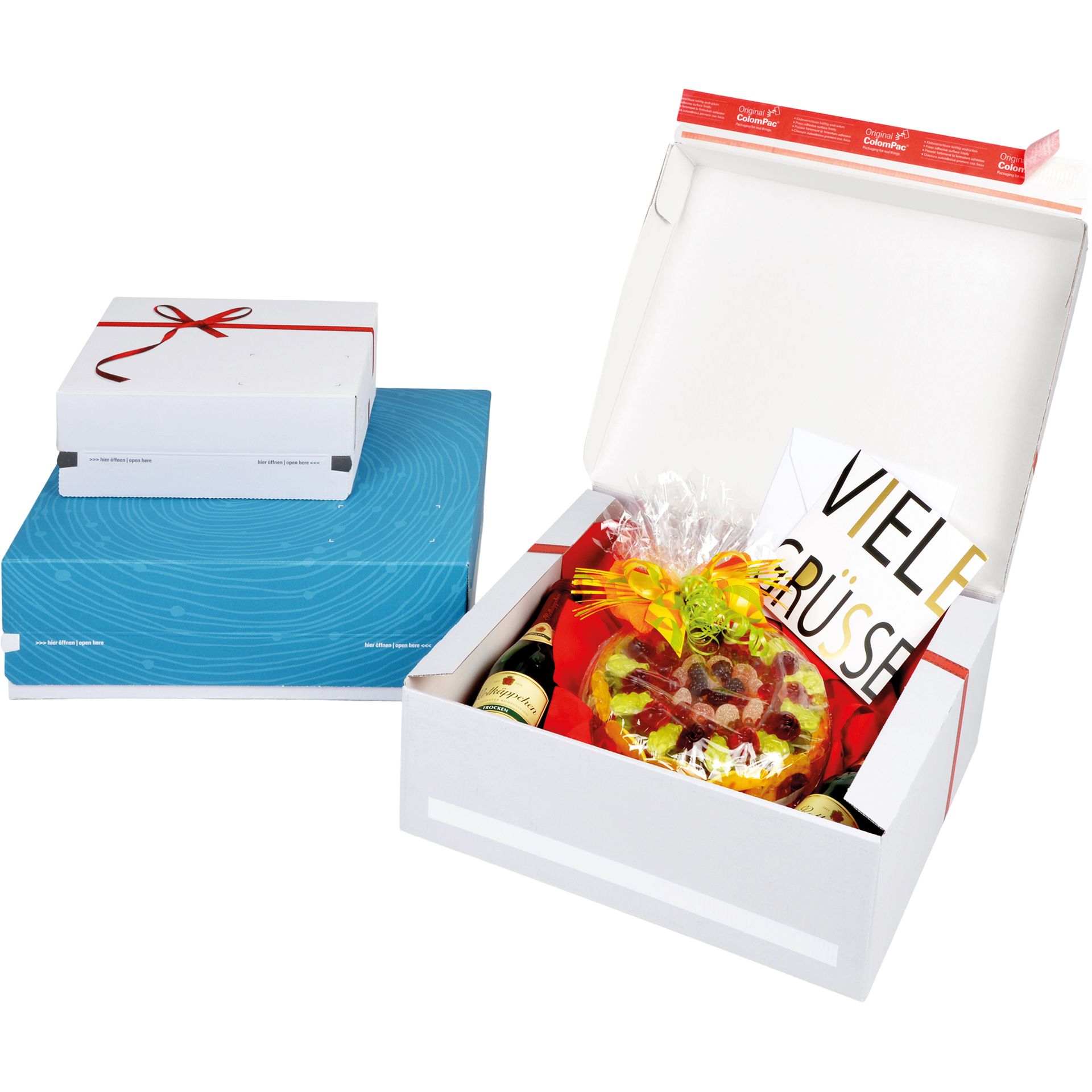 Geschenkbox Small rote Schleife weiß