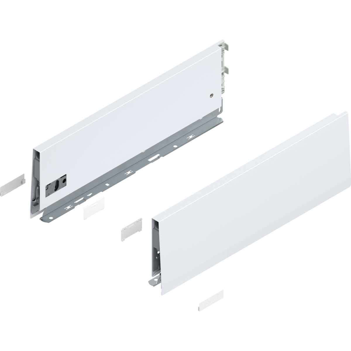 MERIVOBOX Zarge, Höhe K (129 mm), NL=400 mm, links/rechts, seidenweiß matt