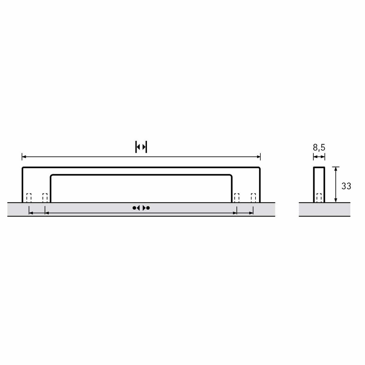 Griff Opera, Bohrabstand 96 / 128 mm, L 135 mm, B