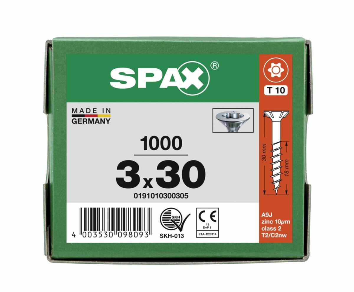 Spax Schrauben Fl/Vz Torx 3,0X30 TG VE1000