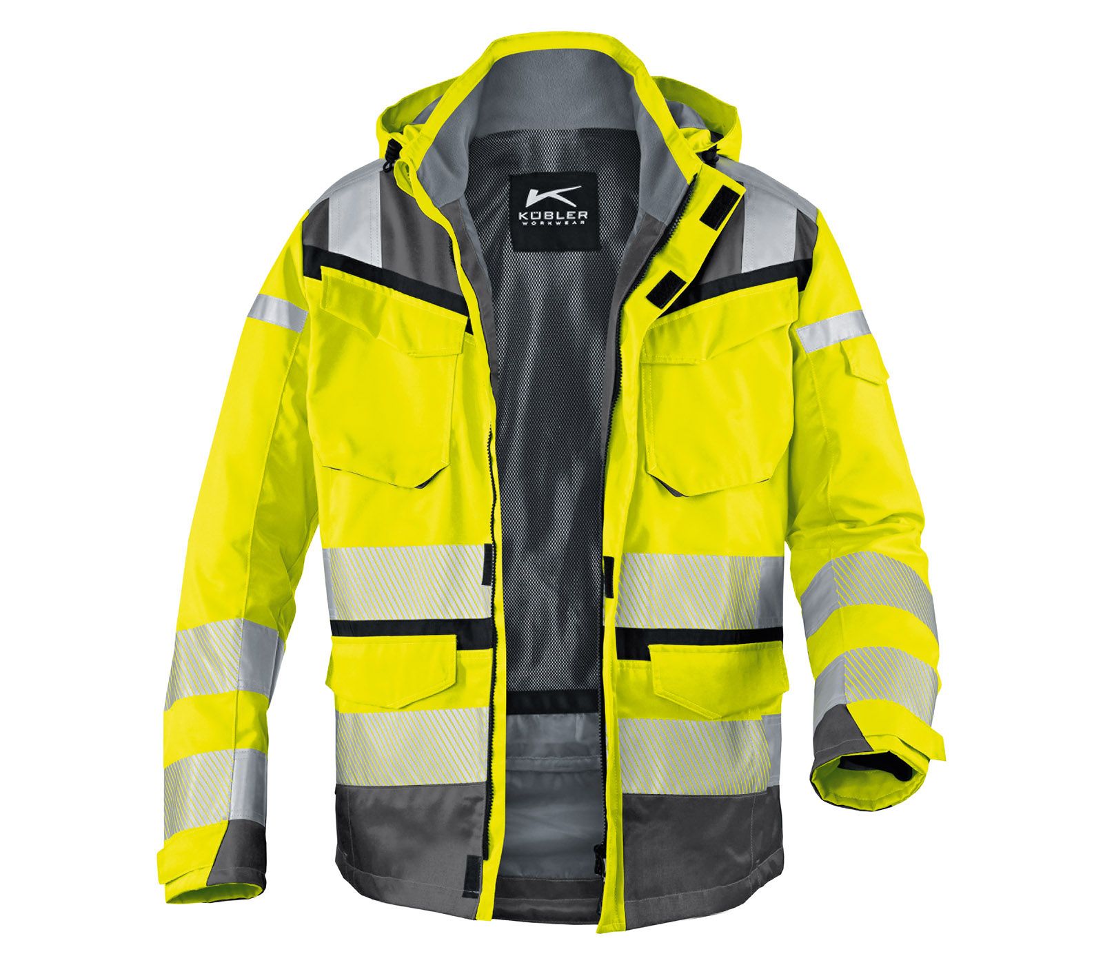 KÜBLER REFLECTIQ Wetterjacke SYMPATEX® PSA 2 warngelb/anthrazit Gr. XS