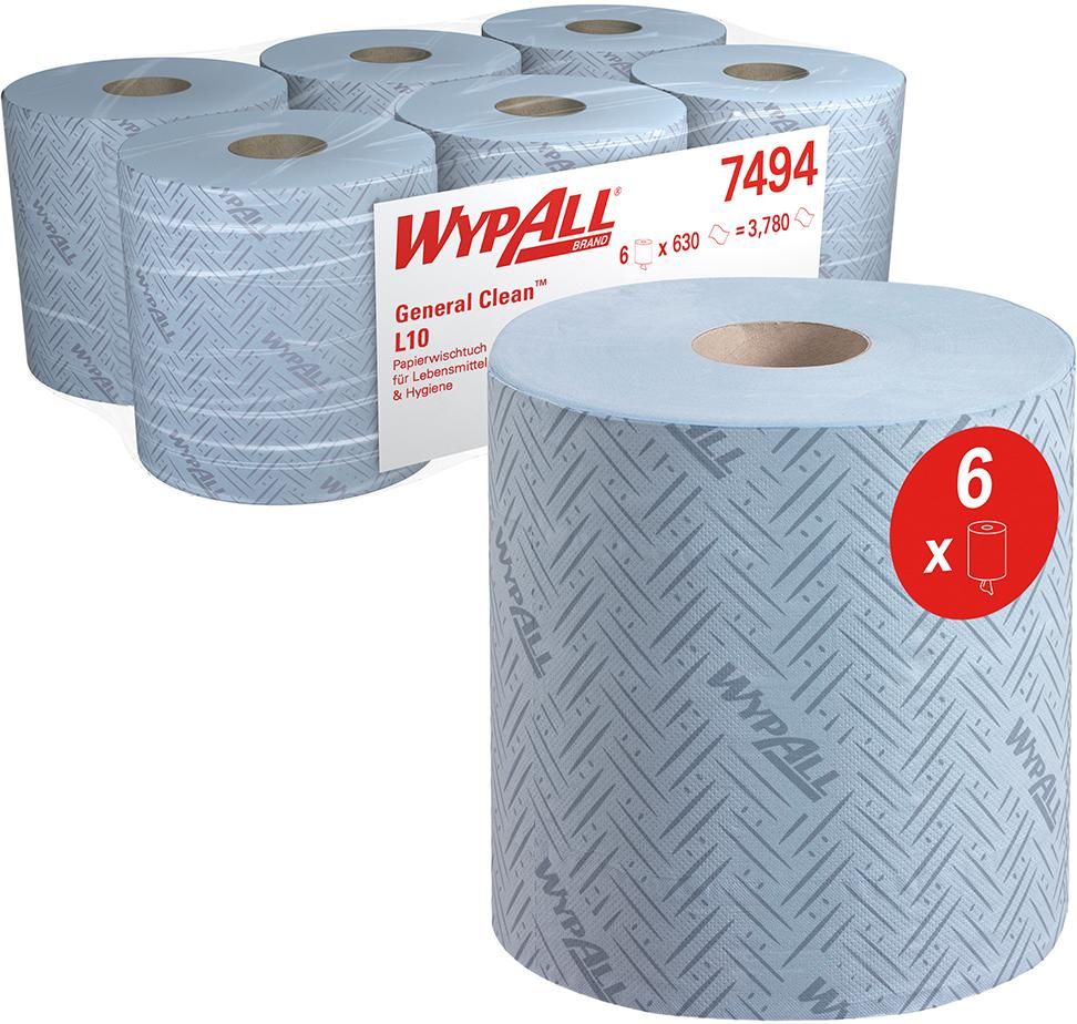 WypAll L10 Papierwischtu.für Roll Control Spender 18,5 x 38 cm blau
