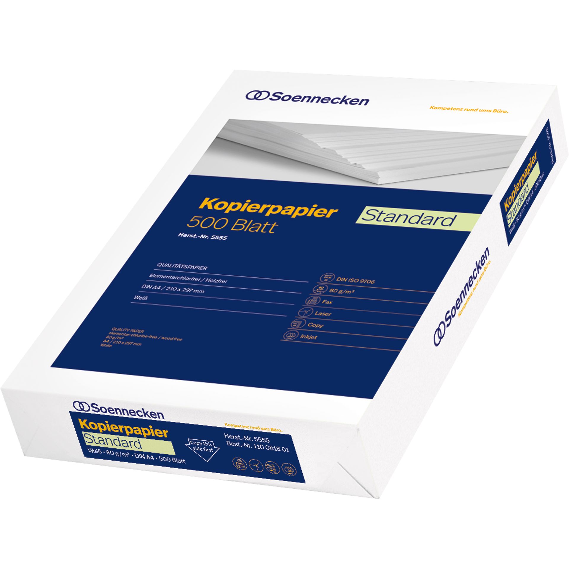 Kopierpapier Standard DIN A4 80g weiß 500 Bl./Pack.