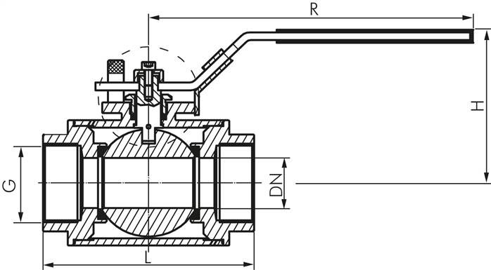 3-Wege Kugelhahn, Edelstahl, T-Bohrung, G 2-1/2", 0 bis 25bar