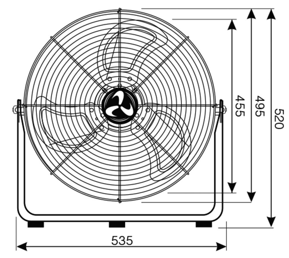 Bodenventilator IP54 H520xD495 mm Luftmenge 10700 m³/h