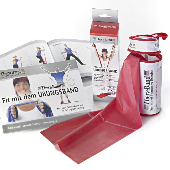 TheraBand 2,5 m, rot/mittel stark, inkl.Türanker-Tasche mit ÜbungsanleitungUK = 15 Stck.