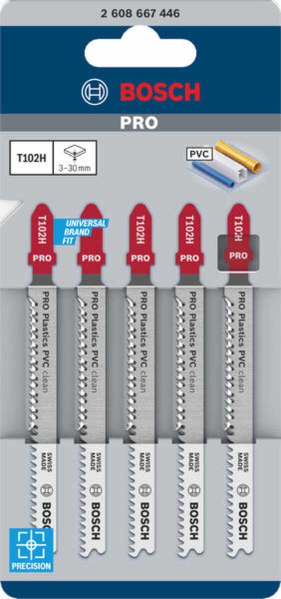 PRO Plastics PVC clean T102H Stichsägeblatt, 100 mm, 5-tlg.