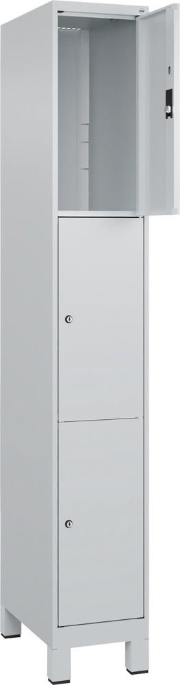 Fächerschrank CLASSIC B300xT500xH1950 mm RAL 7035/7035, 1x3 Fächermit 100 mm hohen Füßen
