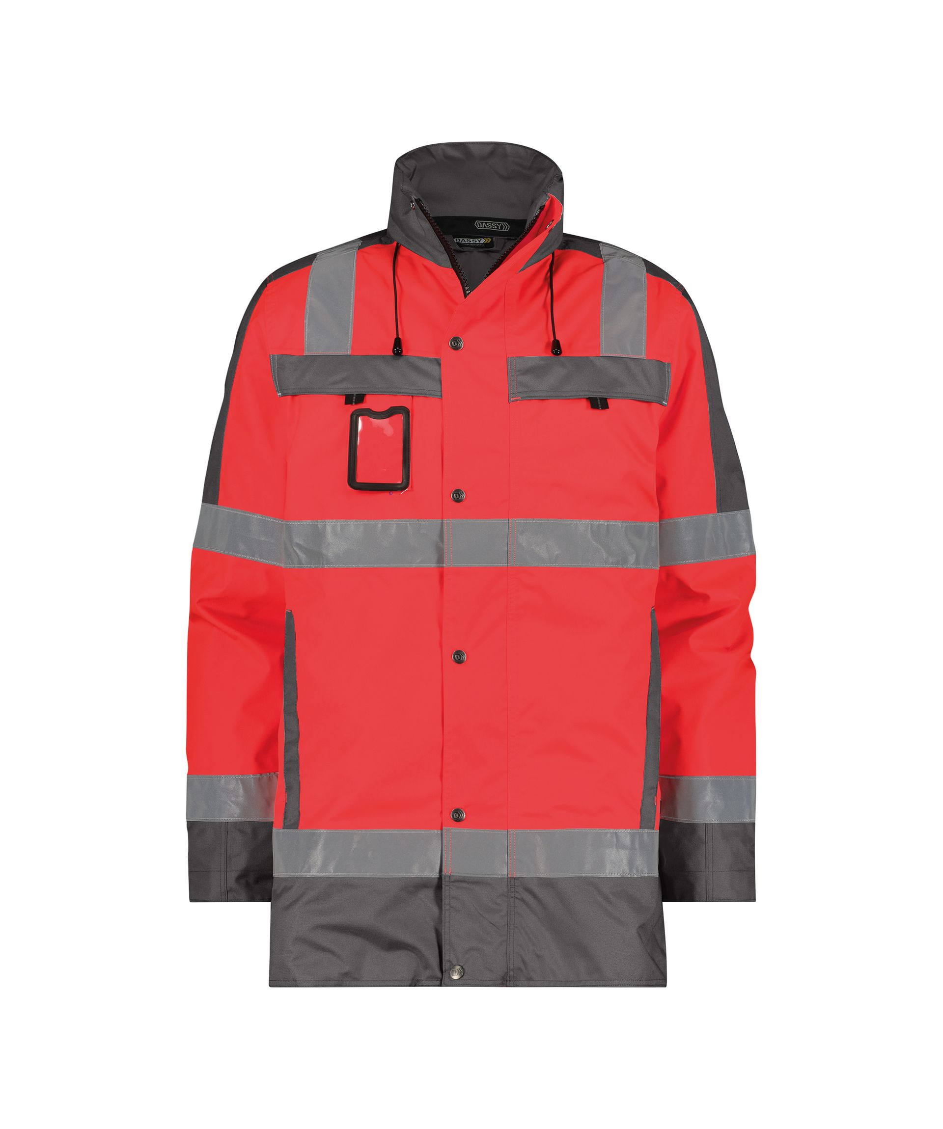DASSY® Limasol - Warnschutz Winterparka - neonrot/zementgrau, Gr. S