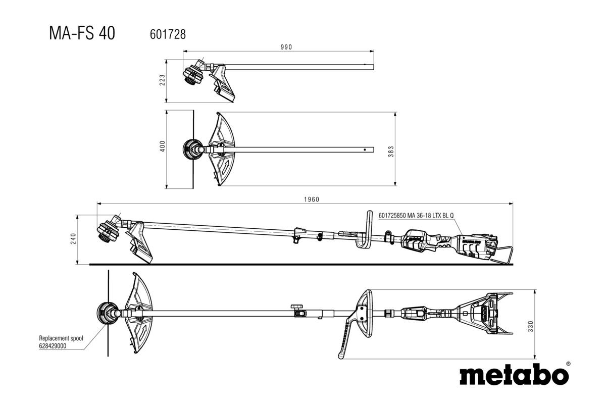 Freischneider-Aufsatz MA-FS 40 Metabo ohne Akku ohne Ladegerät Karton